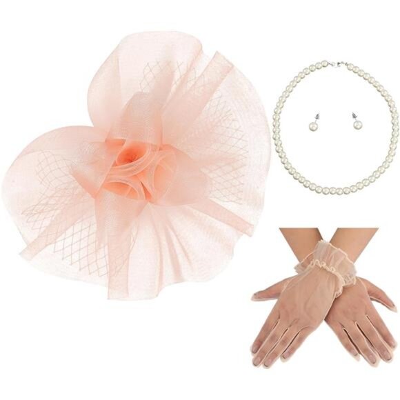 4Pcs Fascinators Hats for Women Coral
